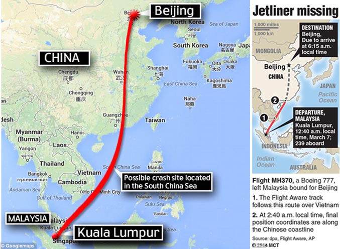 Malaysia Airlines Dinyatakan Hilang 90 Menit Setelah Lepas Landas dari Kuala Lumpur